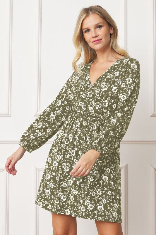 V-Neck Flowy Floral Mini Dress - Stylish & Comfortable - EG Fashion - Always24
