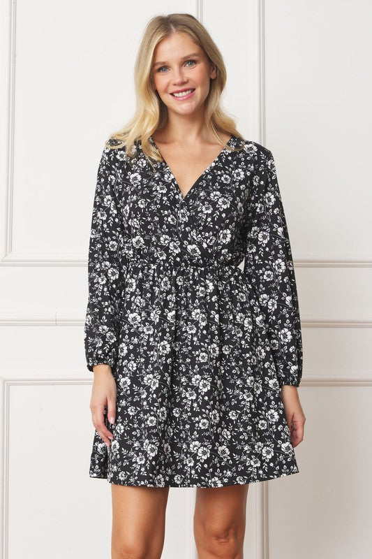V-Neck Flowy Floral Mini Dress - Stylish & Comfortable - EG Fashion - Always24