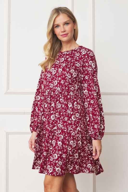Always24 Floral Crew Neck Midi Dress