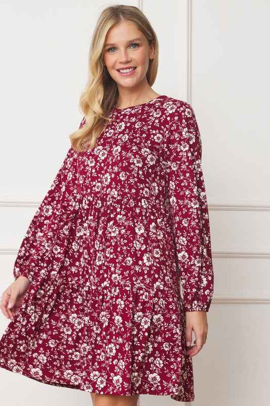 Always24 Floral Crew Neck Midi Dress