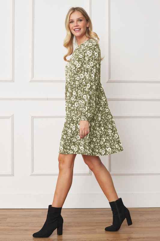 Always24 Floral Crew Neck Midi Dress