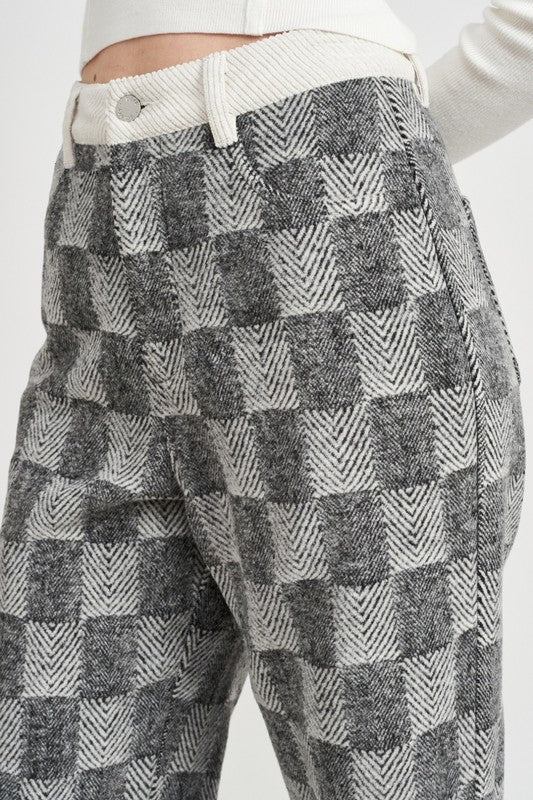 PLAID WIDE LEG PANTS - Always24