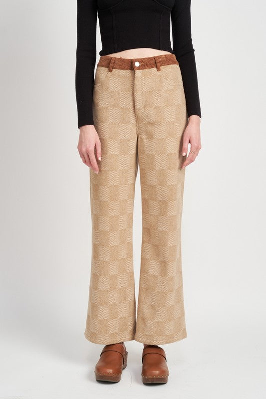 PLAID WIDE LEG PANTS - Always24