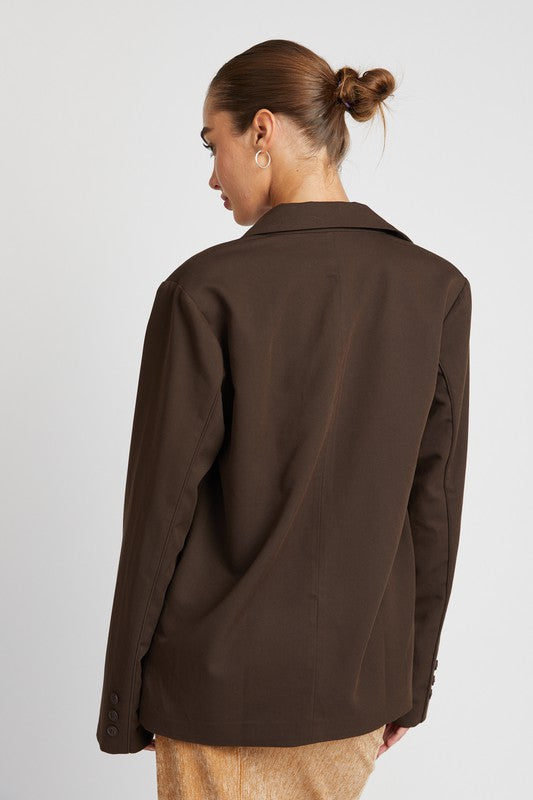 OVERSIZED CUTEDGE DETAIL BLAZER - Always24