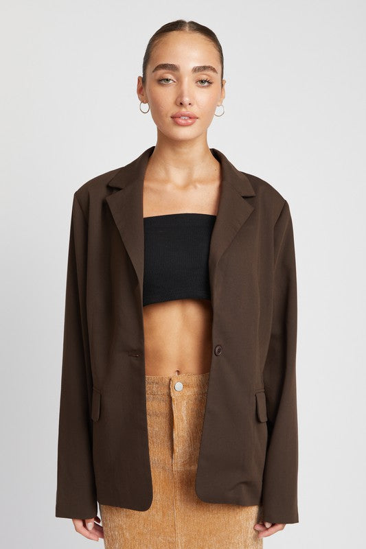 OVERSIZED CUTEDGE DETAIL BLAZER - Always24