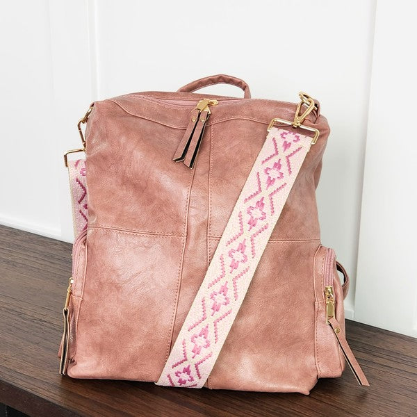 Always24 Convertible Vegan Leather Backpack 2 Straps - Always24