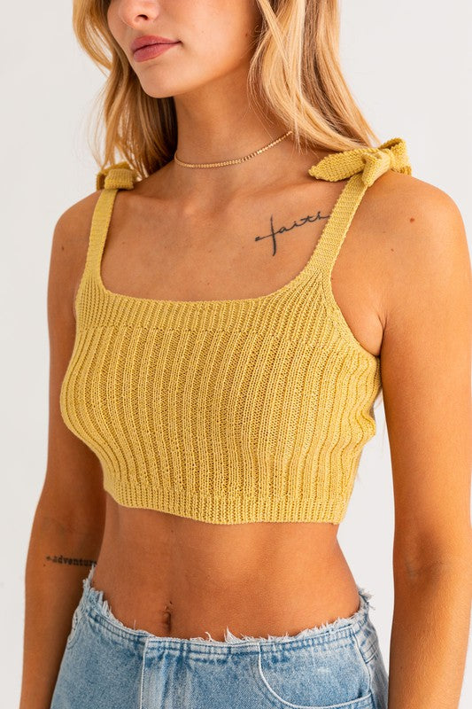 Shoulder Tie Knit Tank - Always24