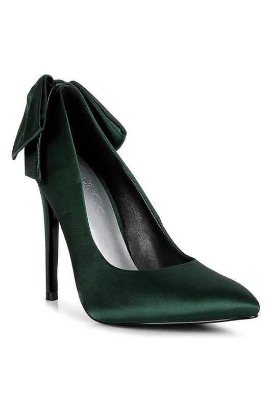 Always24 Green Satin Stiletto Pump Sandals