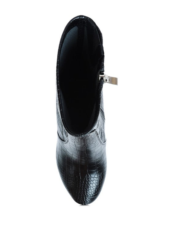 Always24 High Heeled Croc Pattern Ankle Boot