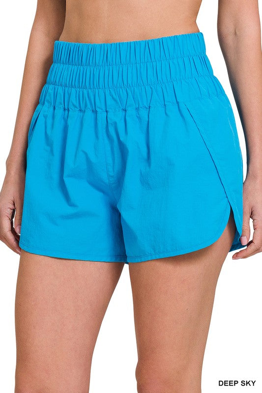 Always24 Windbreaker Smocked Waistband Running Shorts - Always24