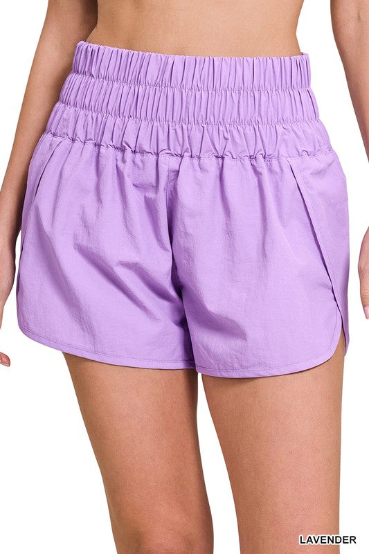 Always24 Windbreaker Smocked Waistband Running Shorts - Always24