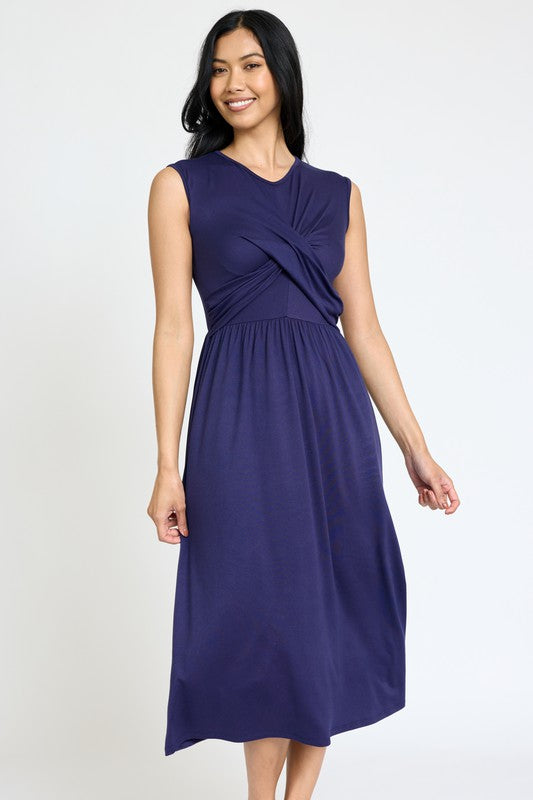 Always24 Sleeveless Cross-Over Bodice Midi Dress - Always24