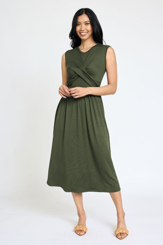Always24 Sleeveless Cross-Over Bodice Midi Dress - Always24