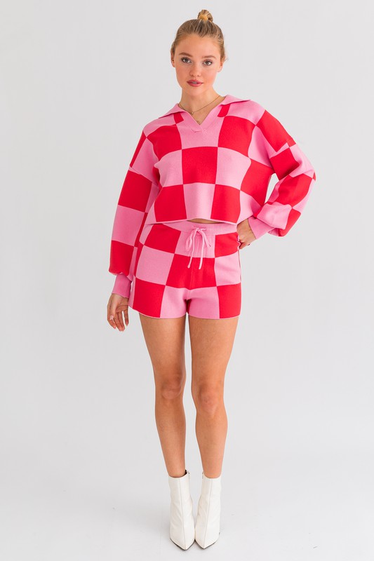Always24 Checkered Sweater Shorts