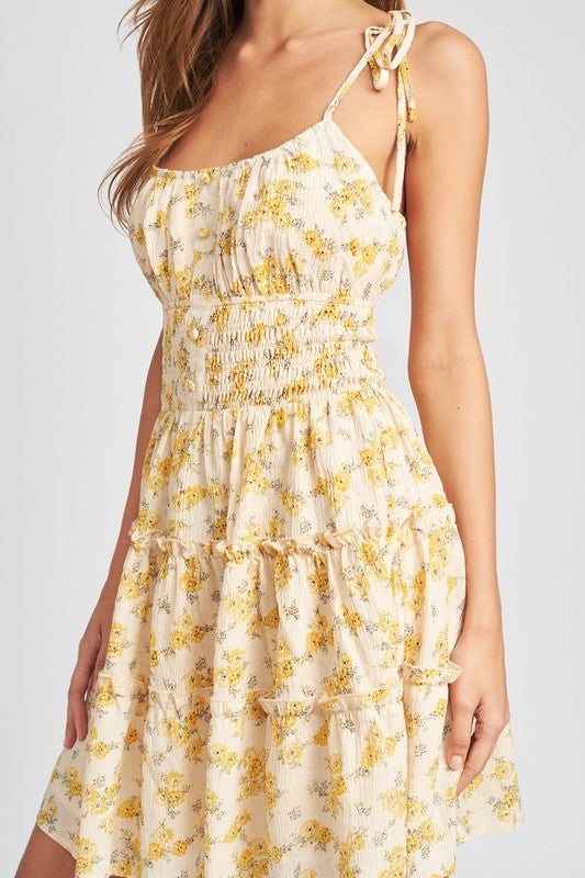 SPAGHETTI STRAP MINI DRESS WITH SMOCKED WAIST - Always24