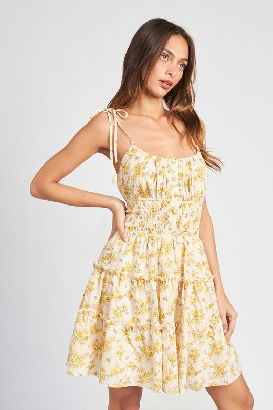 SPAGHETTI STRAP MINI DRESS WITH SMOCKED WAIST - Always24