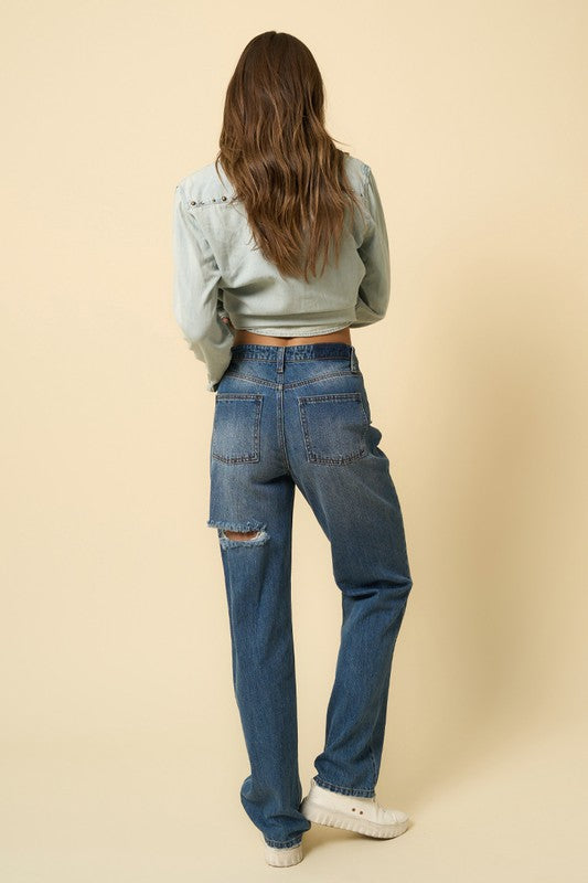 HIGH RISE STRAIGHT JEANS - Always24