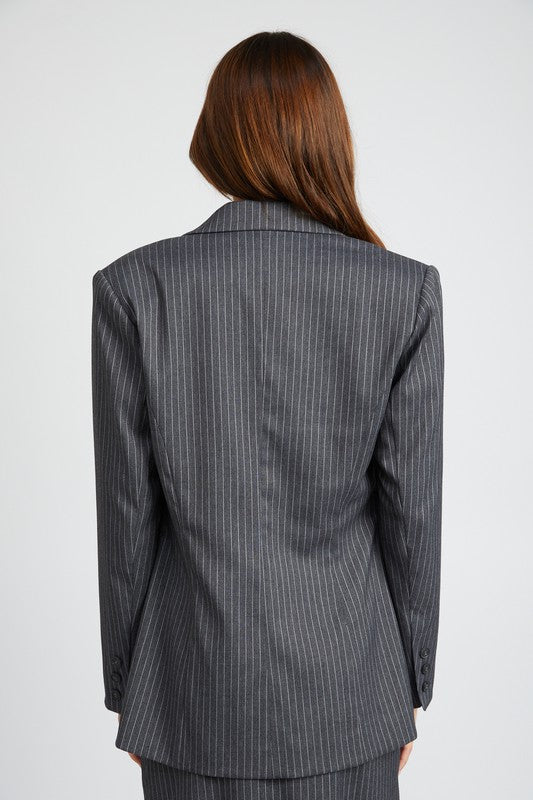 PIN STRIPED BLAZER JACKET - Always24