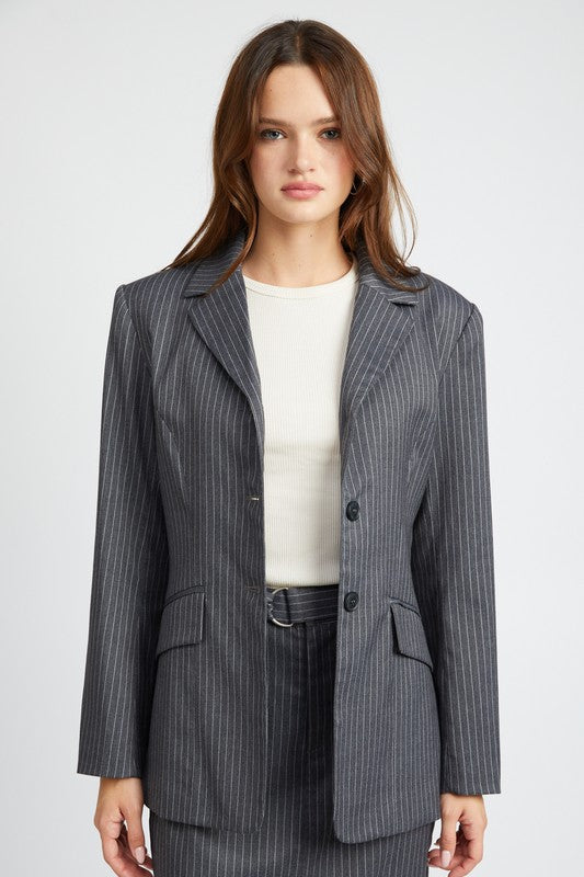 PIN STRIPED BLAZER JACKET - Always24