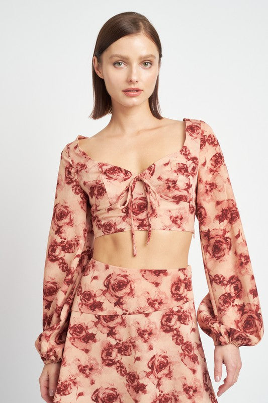LONG SLEEVE SWEETHEART CROPPED TOP - Always24
