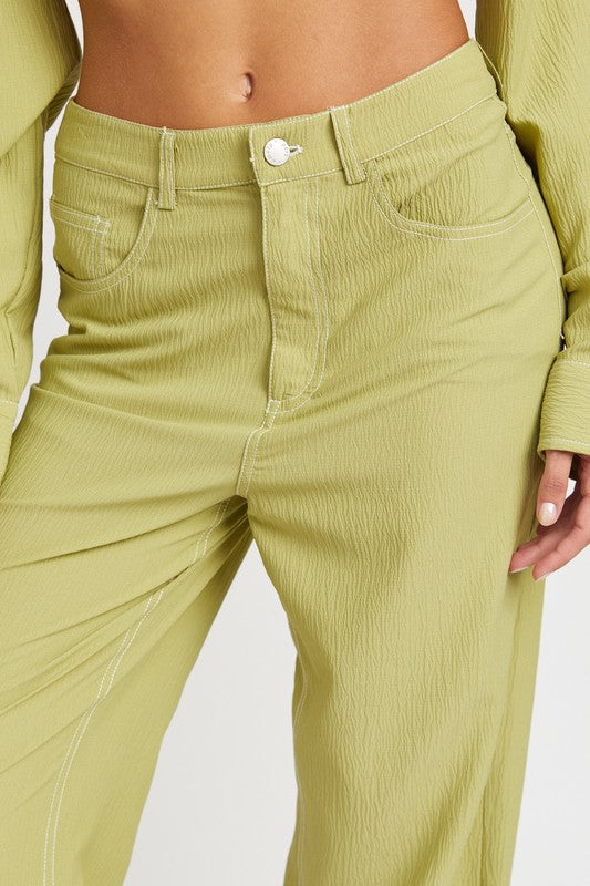 Always24 CONTRAST STITCHING STRAIGHT LEG PANTS - Always24