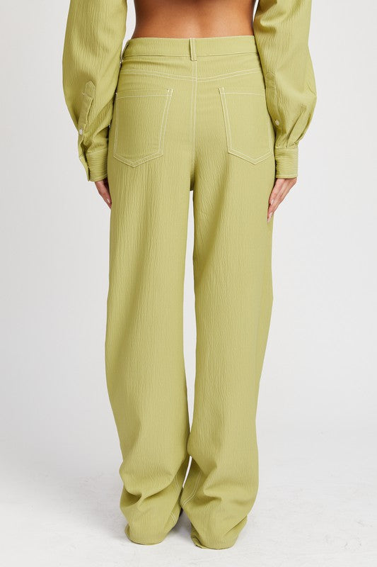 Always24 CONTRAST STITCHING STRAIGHT LEG PANTS - Always24