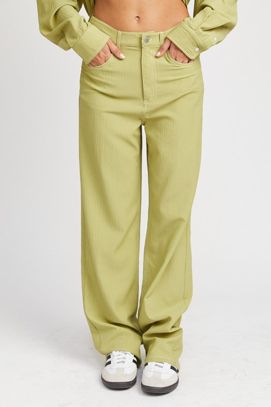 Always24 CONTRAST STITCHING STRAIGHT LEG PANTS - Always24