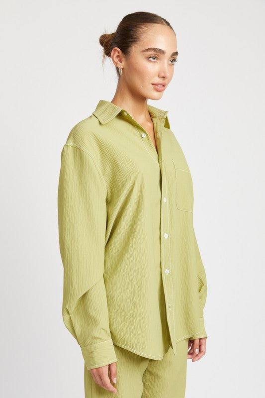 Always24 CONTRASTED STITCH BUTTON DOWN SHIRT - Always24