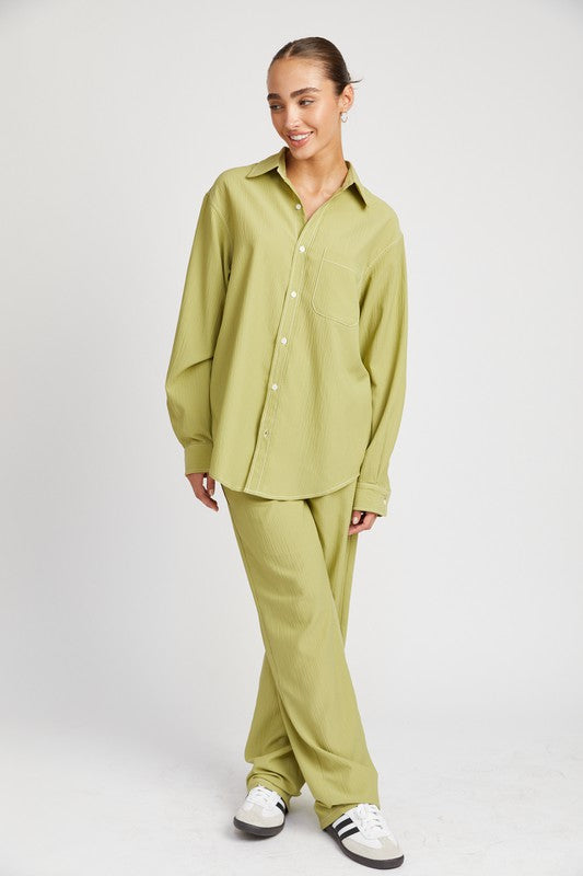 Always24 CONTRASTED STITCH BUTTON DOWN SHIRT - Always24