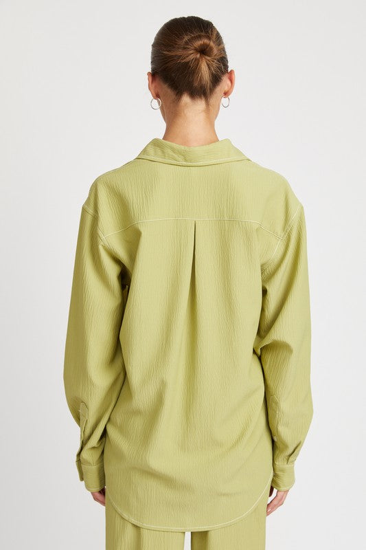 Always24 CONTRASTED STITCH BUTTON DOWN SHIRT - Always24
