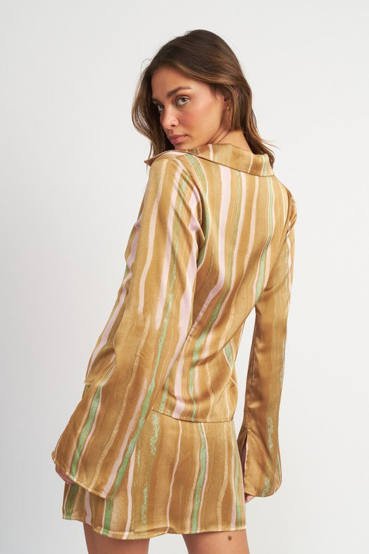 WIDE SLEEVE STRIPED BLOUSE - Always24