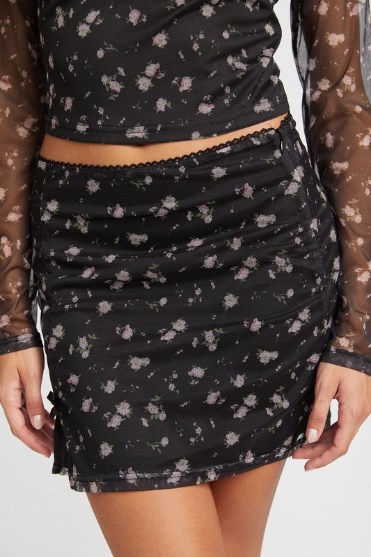 MESH MINI SKIRT WITH SATIN BOW DETAIL - Always24