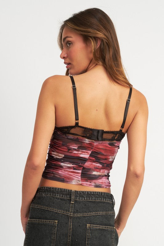 RUCHED CROP TOP WITH LACE DETAIL - Always24