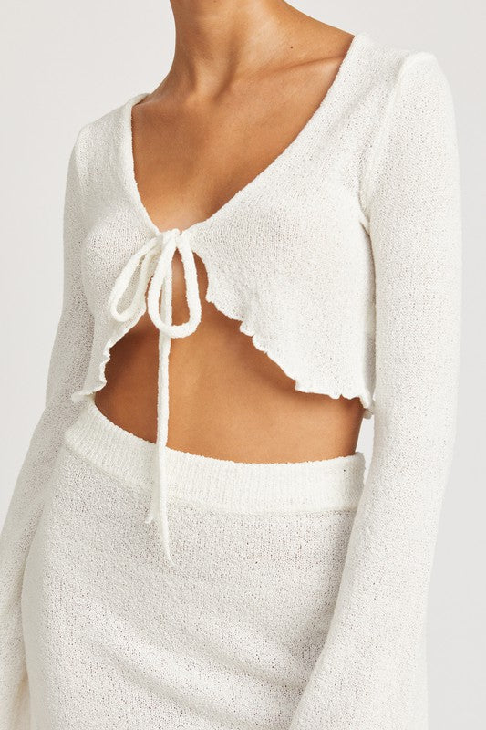 Always24 LONG SLEEVE FRONT TIE CROPPED TOP - Always24