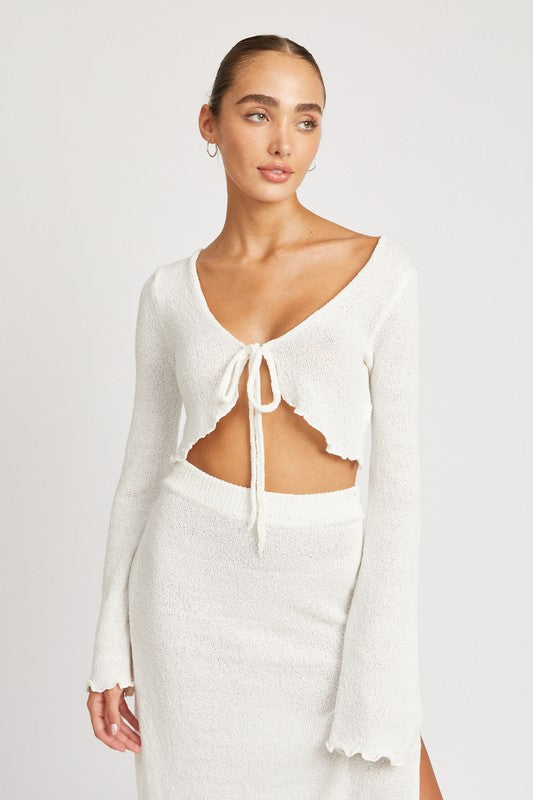Always24 LONG SLEEVE FRONT TIE CROPPED TOP - Always24