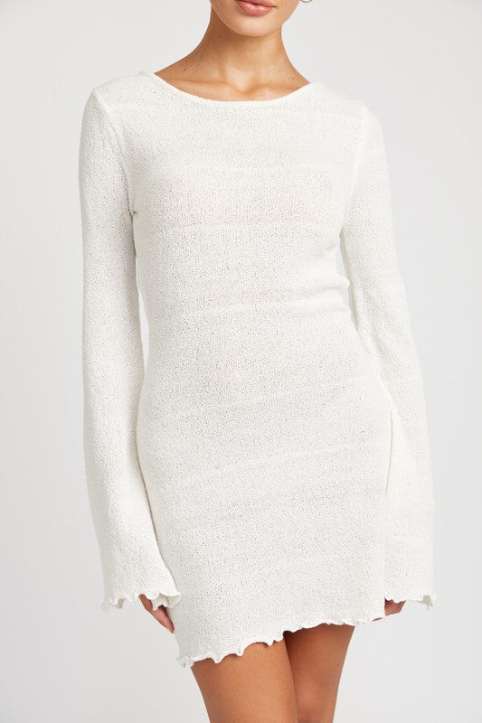 Always24 LETTUCE HEM OPEN BACK MINI DRESS - Always24