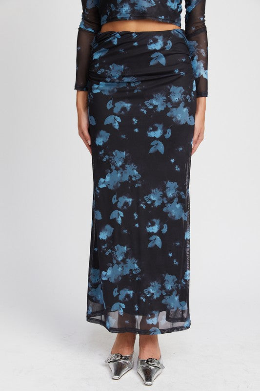 FLORAL SHEER MAXI SKIRT - Always24