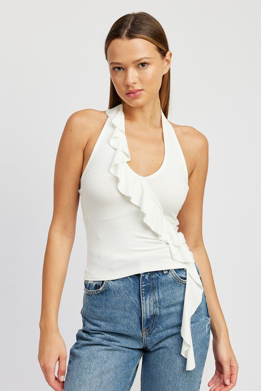 Always24 RUFFLED HALTER TOP - Always24