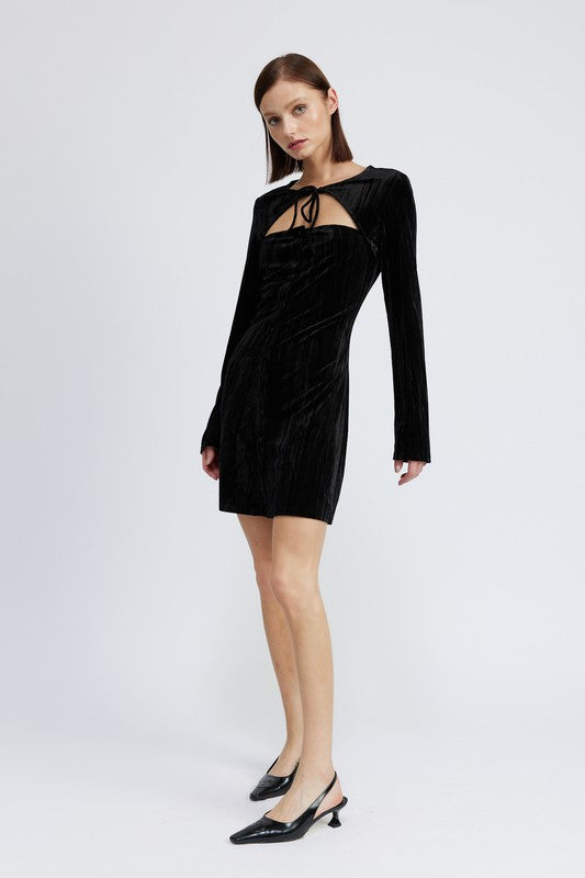 Always24 LONG SLEEVE MINI SUEDE DRESS - Always24