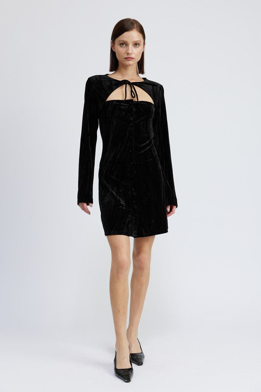 Always24 LONG SLEEVE MINI SUEDE DRESS - Always24