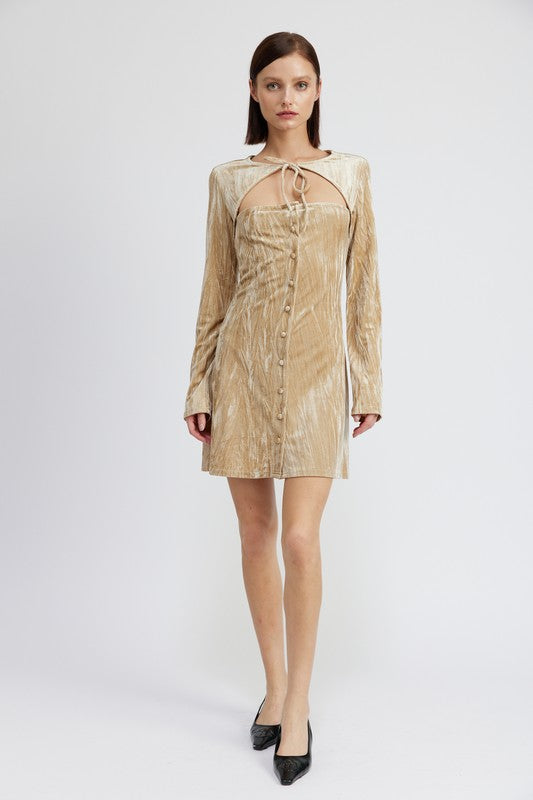 Always24 LONG SLEEVE MINI SUEDE DRESS - Always24