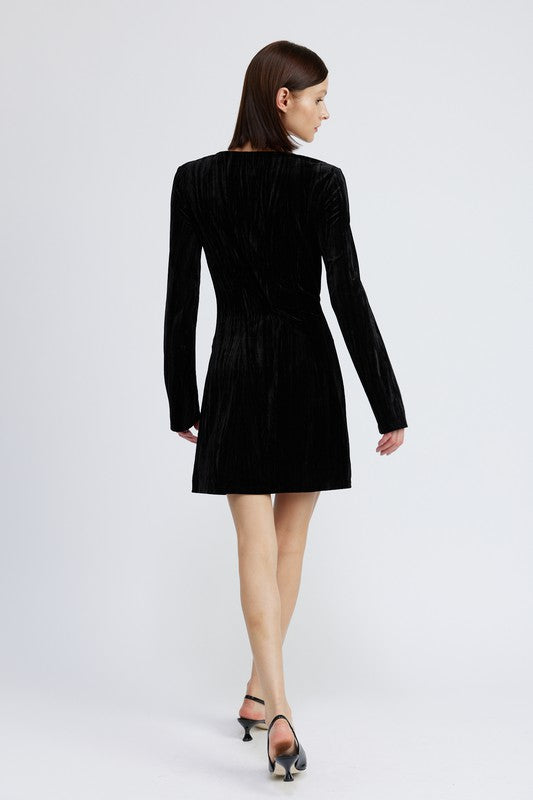 Always24 LONG SLEEVE MINI SUEDE DRESS - Always24