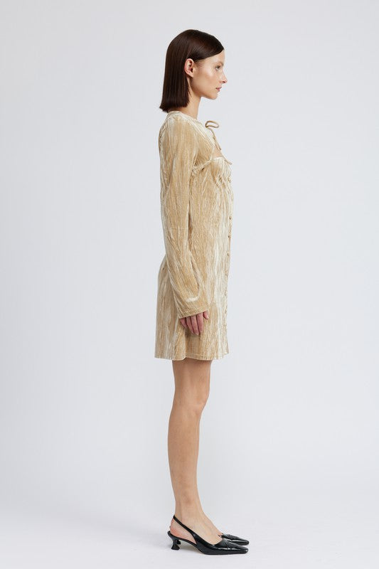 Always24 LONG SLEEVE MINI SUEDE DRESS - Always24