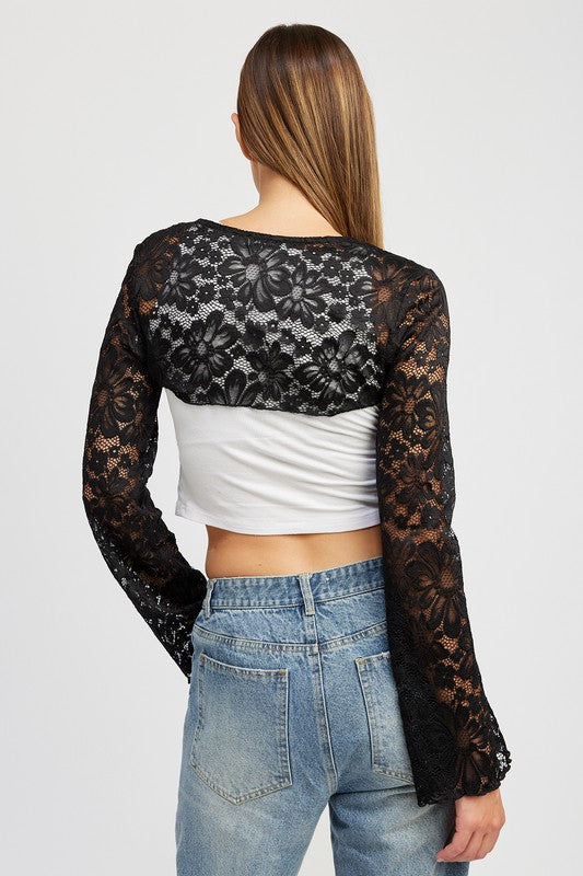 LONG SLEEVE LACE BOLERO - Always24