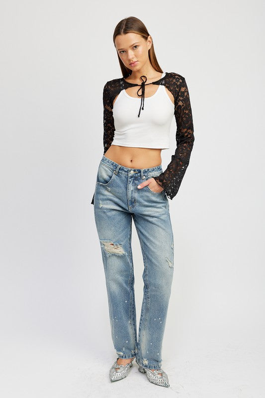 LONG SLEEVE LACE BOLERO - Always24