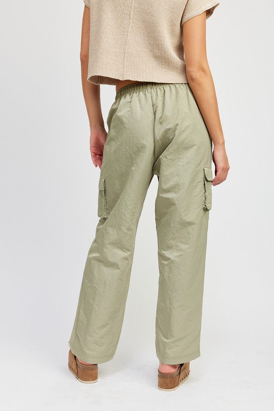 STRAIGHT LEG PANTS WITH ELASTIC WAIST BAND - Always24