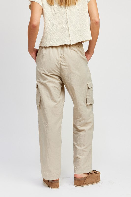 STRAIGHT LEG PANTS WITH ELASTIC WAIST BAND - Always24