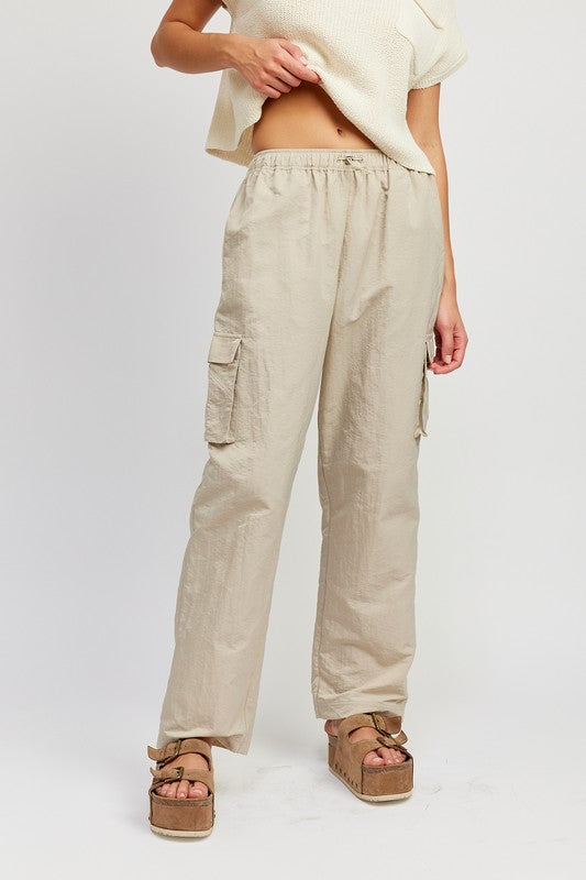 STRAIGHT LEG PANTS WITH ELASTIC WAIST BAND - Always24