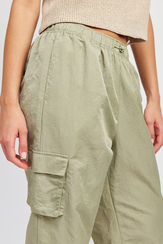 STRAIGHT LEG PANTS WITH ELASTIC WAIST BAND - Always24
