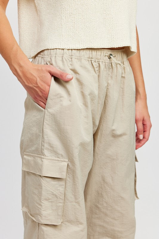 STRAIGHT LEG PANTS WITH ELASTIC WAIST BAND - Always24